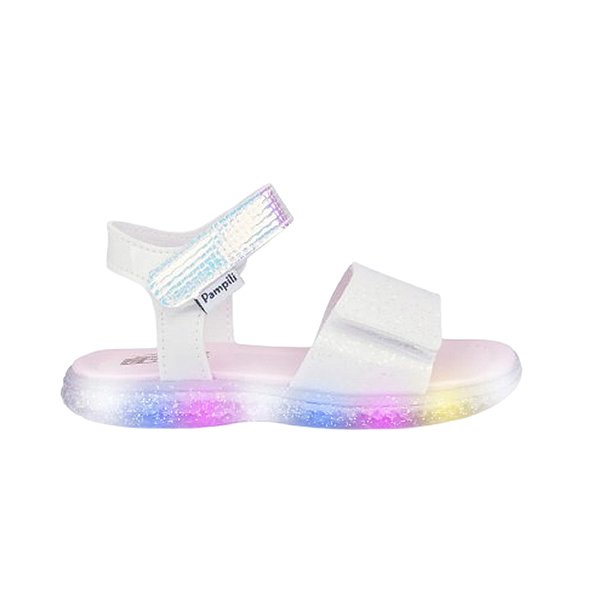Sandália Pampili Blanco Holografico Rosa Infantil