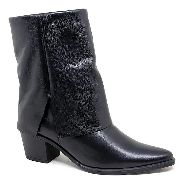 Bota Perlatto Couro CFT Preto/Preto Feminino