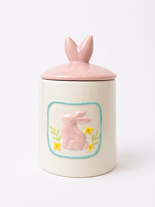 Bomboniere Porcelana Hermética Tok Da Casa 16cm Orelhas Coelho