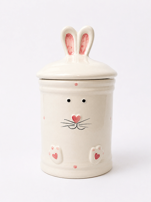 Bomboniere Porcelana Hermética Tok Da Casa 16cm Orelhas Coelho