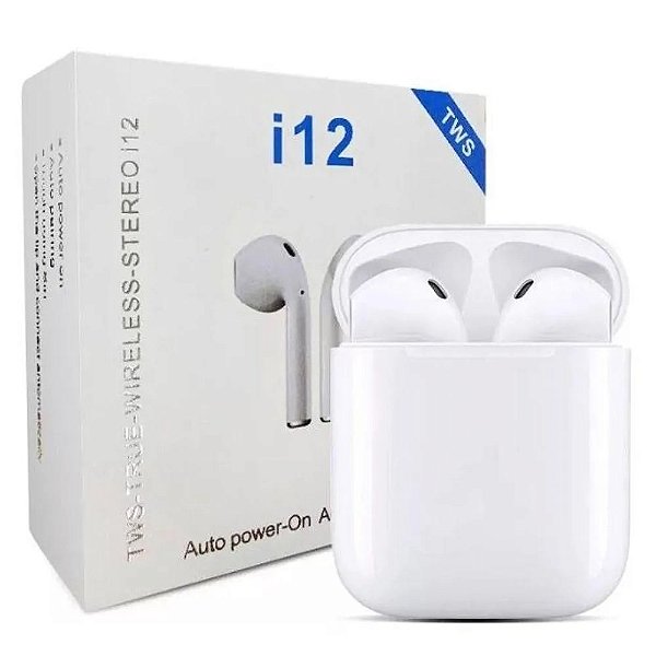 Fone Ouvido Sem Fio Bluetooth I12 Tws Branco Branco