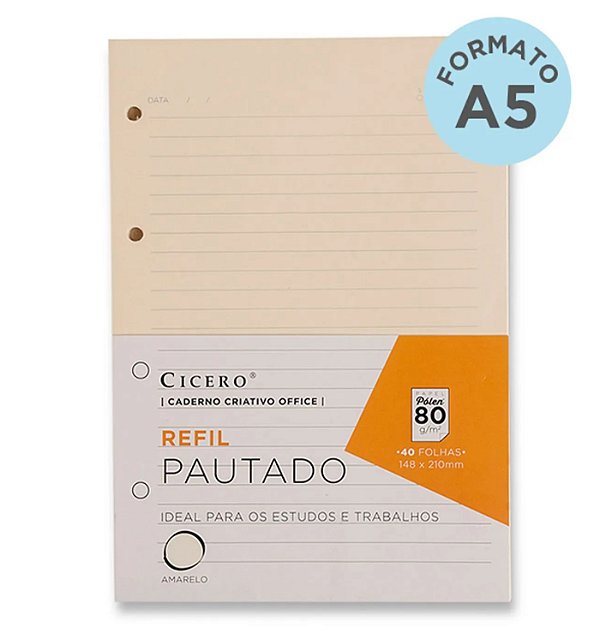 Refil Caderno Argolado A5 office Pólen PAUTADO