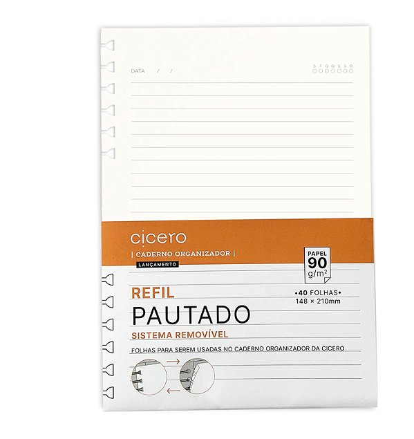 Refil Caderno Organizador A5 Branco PAUTADO