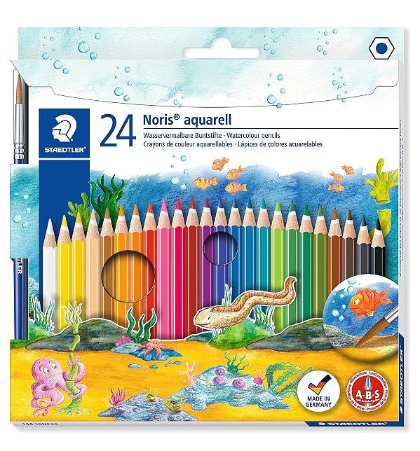Lápis de Cor Aquarelável, Staedtler, 24 Cores + 1 Pincel