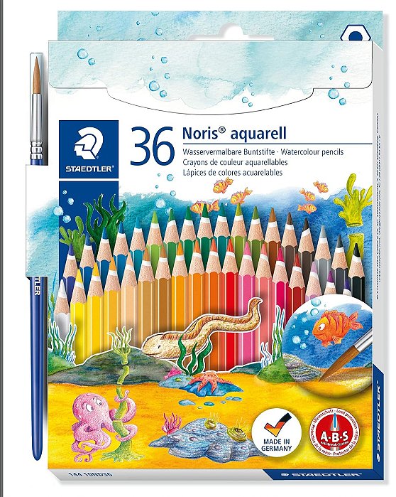 Lápis de Cor Aquarelável, Staedtler 36 Cores + 1 Pincel