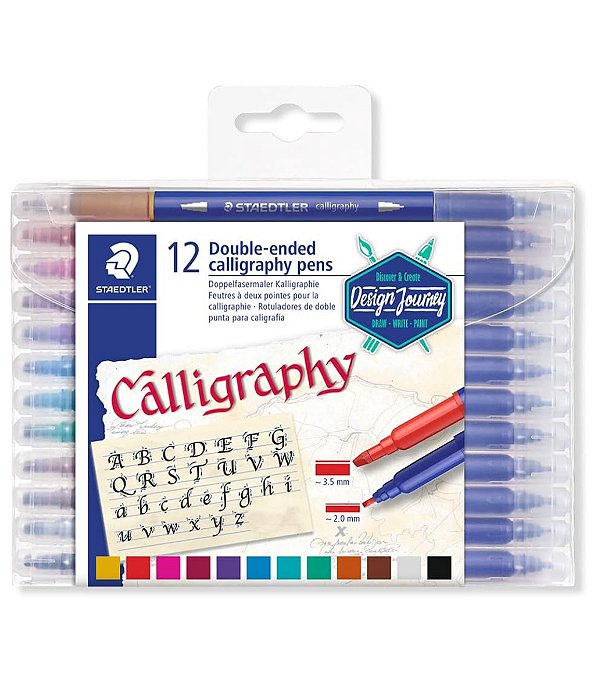 Kit Canetas Calligraphy Ponta Dupla Staedtler Com 24 Cores