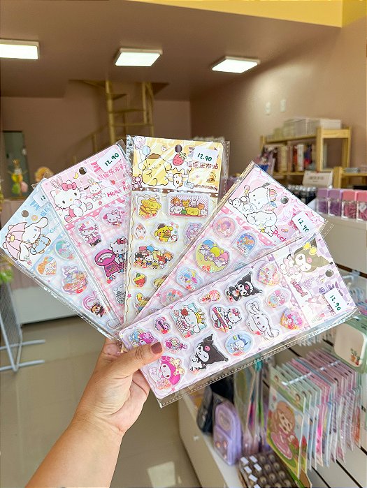 Cartela de Adesivos 3D turma da hello kitty