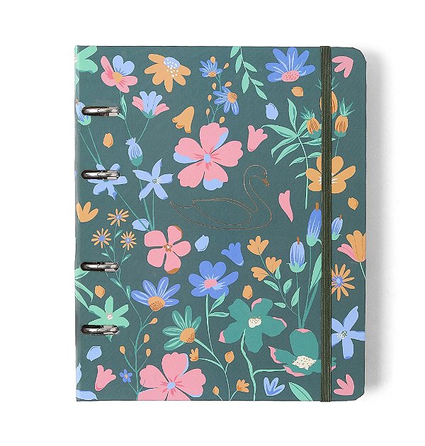 Caderno Argolado A4 Cisne Floral Verde