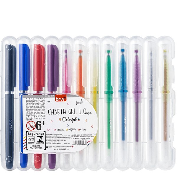 Kit canetas em gel Colorful 1.0mm/ BRW