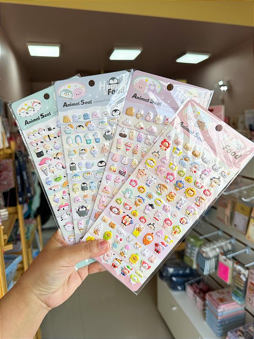 Cartela de Adesivos 3D Happy & Food