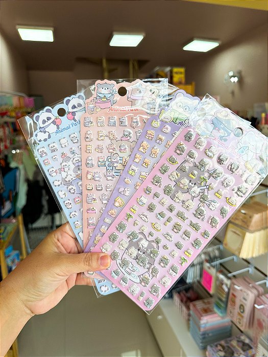 Cartela de Adesivos 3D Animal Park