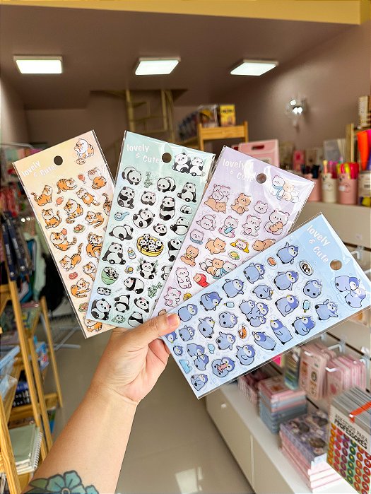 Cartela de adesivos cristal | Bichinhos