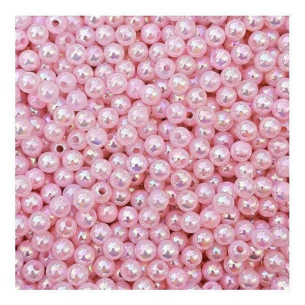Perola Irizada 6mm Com Furo Aprox 100 pçs Rosa