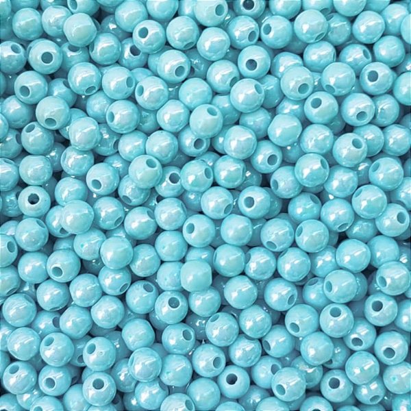 Perola Irizada 8mm Com Furo Aprox 100 pçs Azul Clara