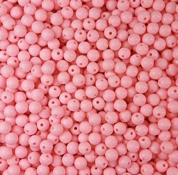 Perola Leitosa 6mm Com Furo Aprox 100 Unidades Rosa Médio