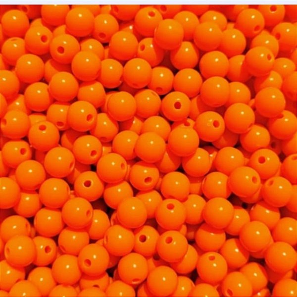 Perola Leitosa 6mm Com Furo Aprox 100 Unidades Laranja