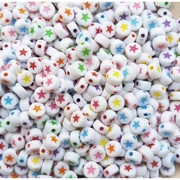 Aprox 100 Miçanga De Estrela Branco E Colorido