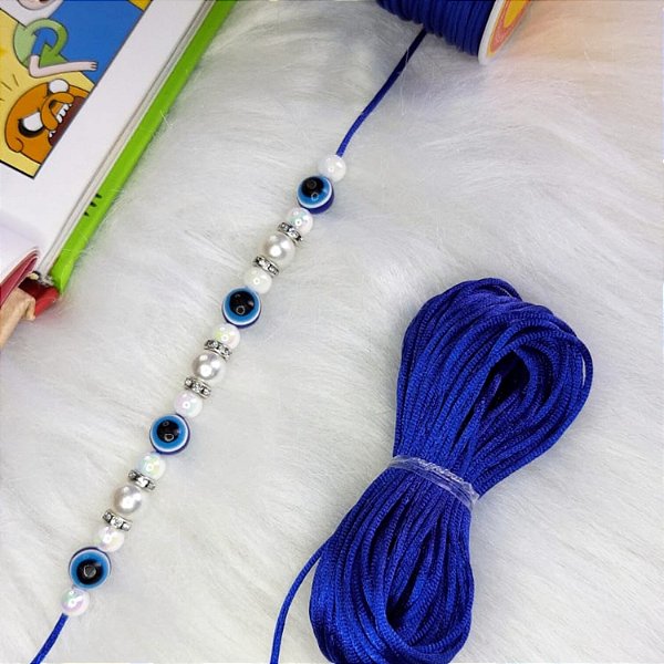 10 metros fio acetinado rabo de rato 1mm azul royal