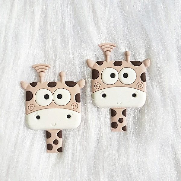 Dupla de Apliques Emborrachado Girafa Marrom 6cm
