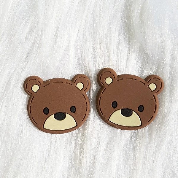 Dupla de Apliques Emborrachado Urso Marrom 3,8cm