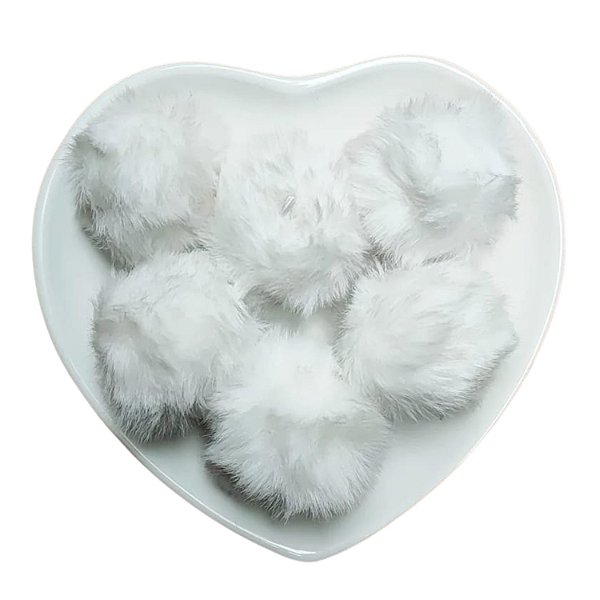 6 Unidades Pompom Pelúcia 7cm Pelo Branco