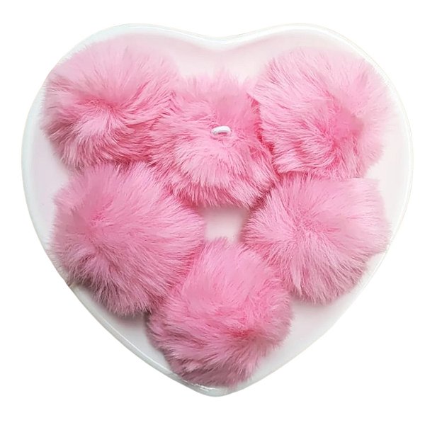 6 Unidades Pompom Pelúcia 7cm Pelo Rosa