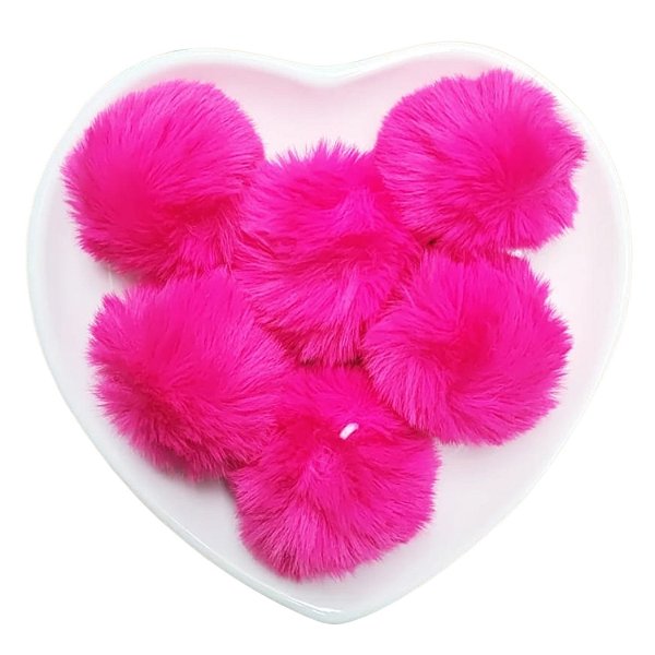 6 Unidades Pompom Pelúcia 7cm Pelo Pink
