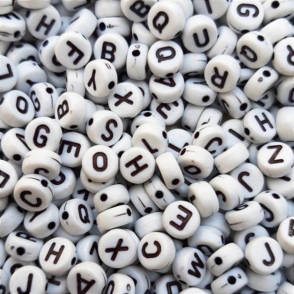 500g Miçangas De Letras Do Alfabeto Branca E Preta