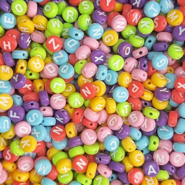 500g Miçangas De Letras Do Alfabeto Colorida e Branca