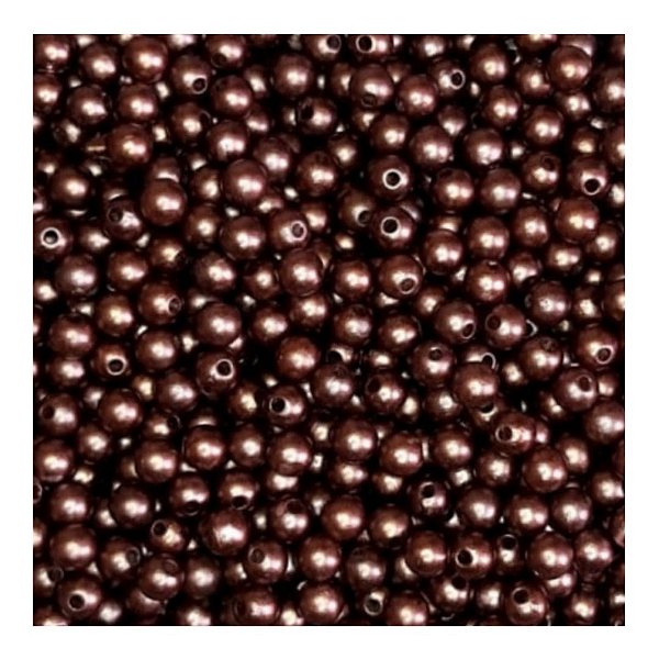 Aprox 500 Perolas Bola Tradicional 6mm Com Furo Marrom