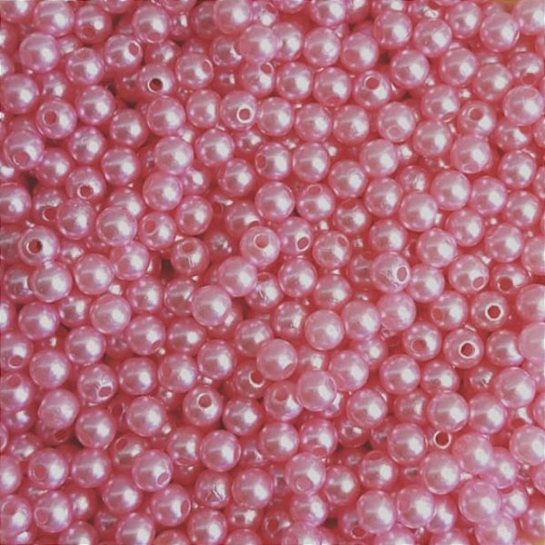 Aprox 500 Perolas Bola Tradicional 6mm Com Furo Rosa