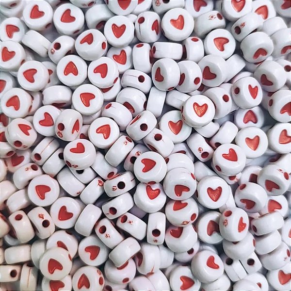 Aprox 100 pçs Miçanga Para Pulseiras E Colares Coração Vermelho