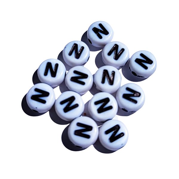 25 Miçangas Consoante (N) Branca E Preta