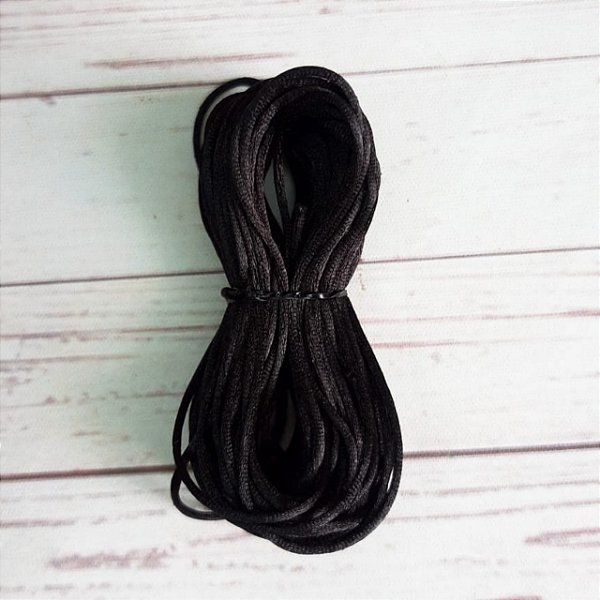 10 metros fio acetinado rabo de rato 1mm preto