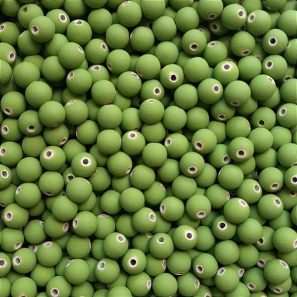 Aprox 100 Perolas Bola Emborrachada 6mm Verde