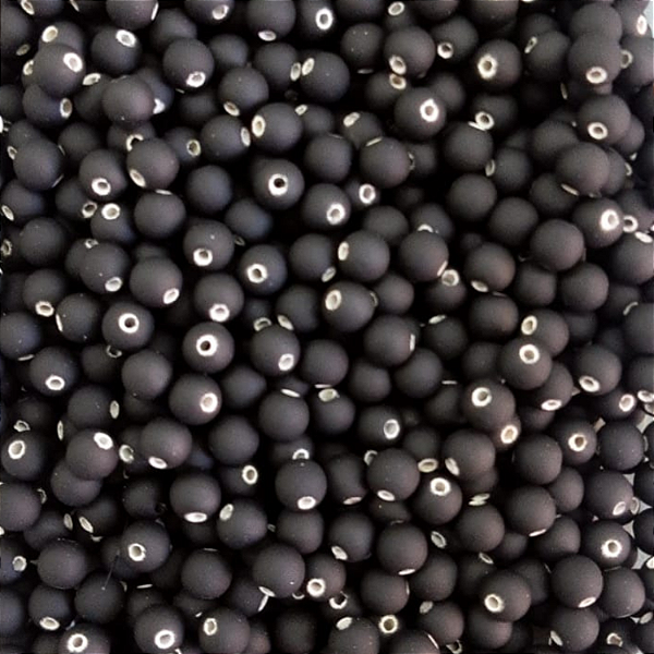 Aprox 100 Perolas Bola Emborrachada 8mm Preto