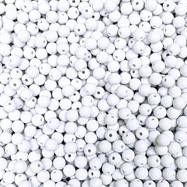 Aprox 100 Perolas Bola Emborrachada 8mm Branco