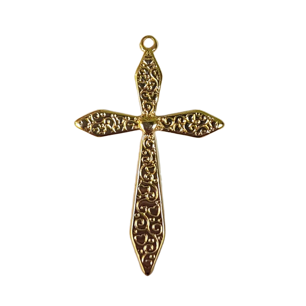 Pingente crucifixo para terço em aço 5,5x3,8cm Dourado