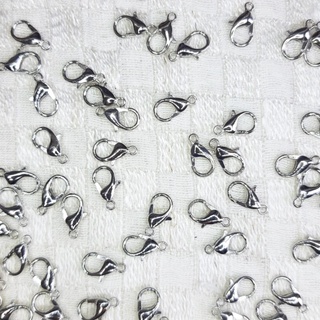 10 pçs Fecho Lagosta 12mm Prata Para Pulseiras e Colares Banho Chinês