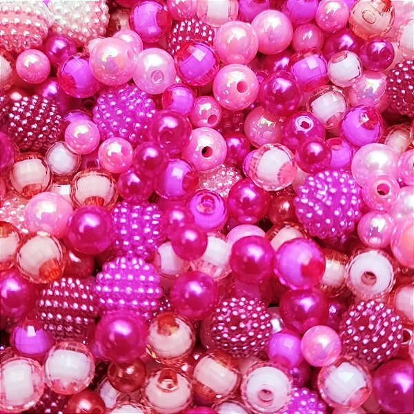 100g Mix De Miçangas P Bijuterias Pulseiras E Tiaras 6 a 10mm Pink