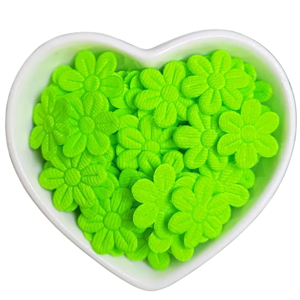 100 un Flor de Tecido Verde Neon Escolar 2cm Aplique