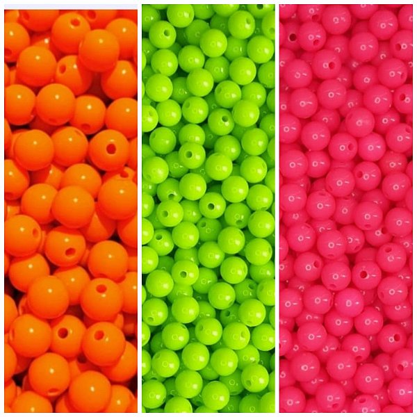 Kit 300 Miçangas Pérola Leitosa Neon para montagem de bijuterias e acessórios - 6mm