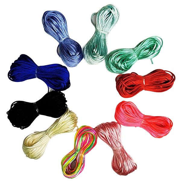 100m Cordão Acetinado Rabo de Rato 1mm Fio de Seda Colorido tranças Macramê