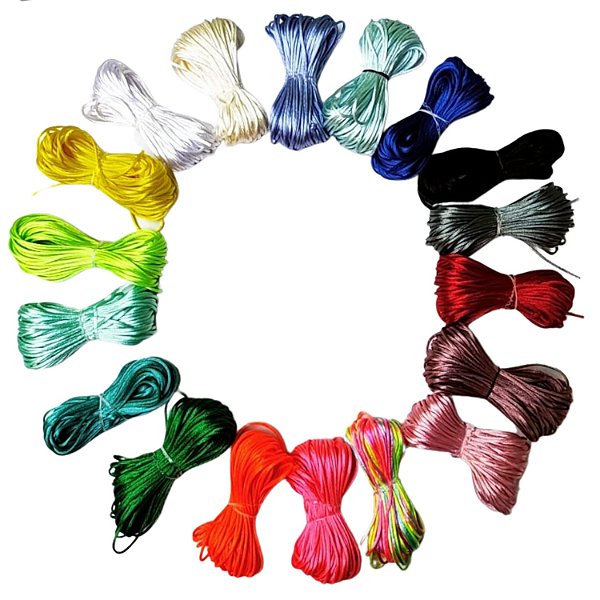 180m Cordão Acetinado Rabo de Rato 1mm Fio de Seda Colorido tranças Macramê