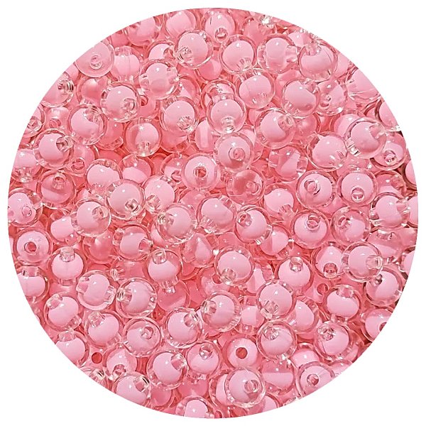 Aprox 100 Miçangas Pérola Rosa Claro Bola 8mm Passante para bijuteria 25g