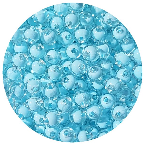 Aprox 300 Miçangas Pérola Azul Claro Bola 8mm Passante para bijuteria 80g