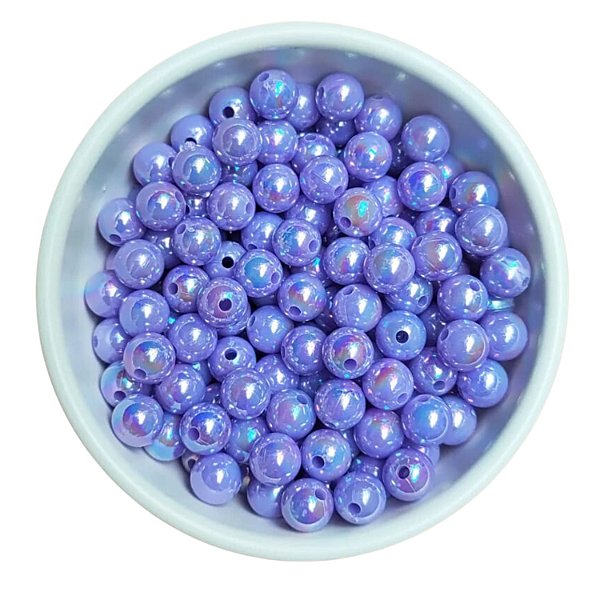 Perola Miçanga Bola Irizada 8mm Com Furo Aprox 300 pçs Lilas