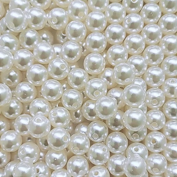 500g Perola inteira Com Furo Bola miçanga Creme 12mm