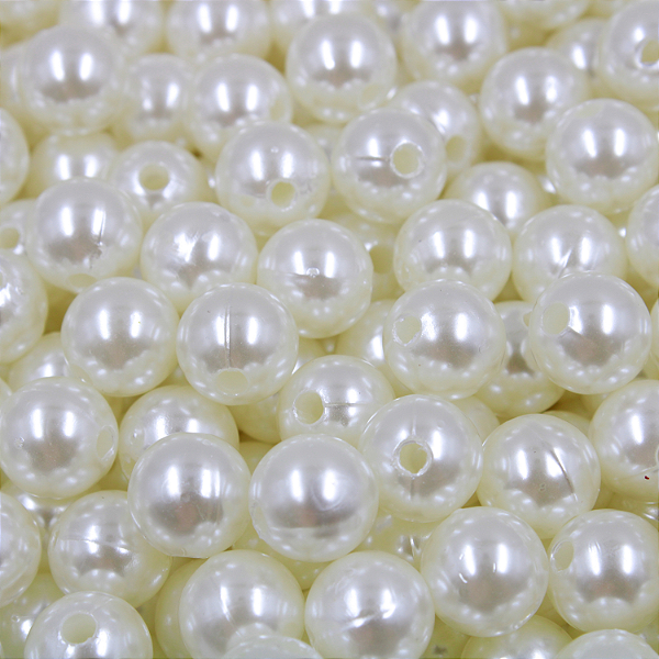 500g Perola inteira Com Furo Bola miçanga Creme 14mm