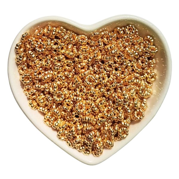 Aprox 215 Rondelle Bolinha Miçanga Entremeio Argola 6mm cor Dourado